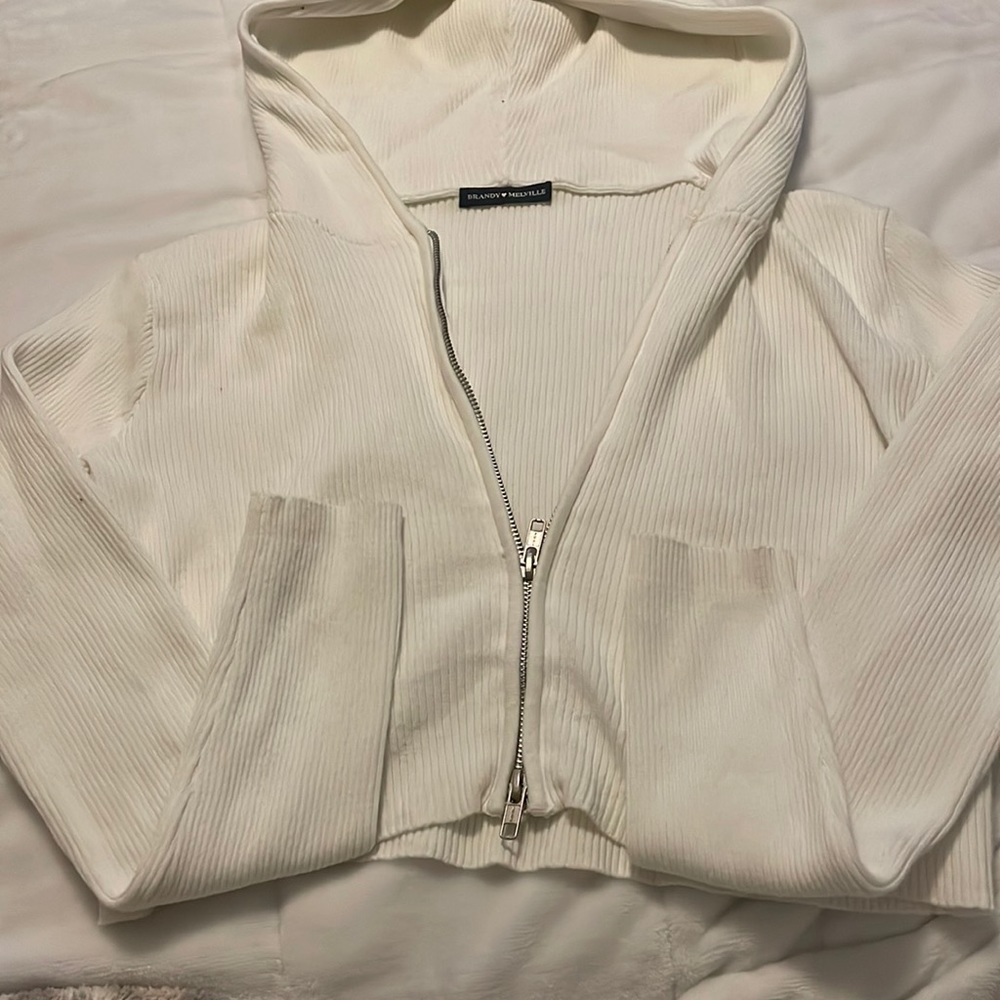 Brandy Melville white, tight zip up!